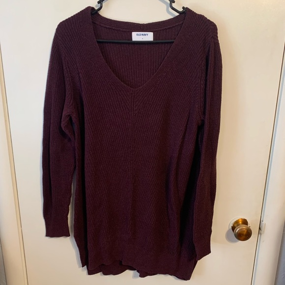 Old Navy Sweaters - Old Navy Textured V Neck Sweater
Tunic, Wine Purple